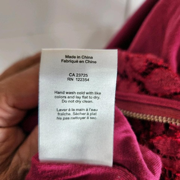 Talula Lace Long Sleeve Mini Dress Women's Size 8 Burgundy Red - Picture 11 of 11